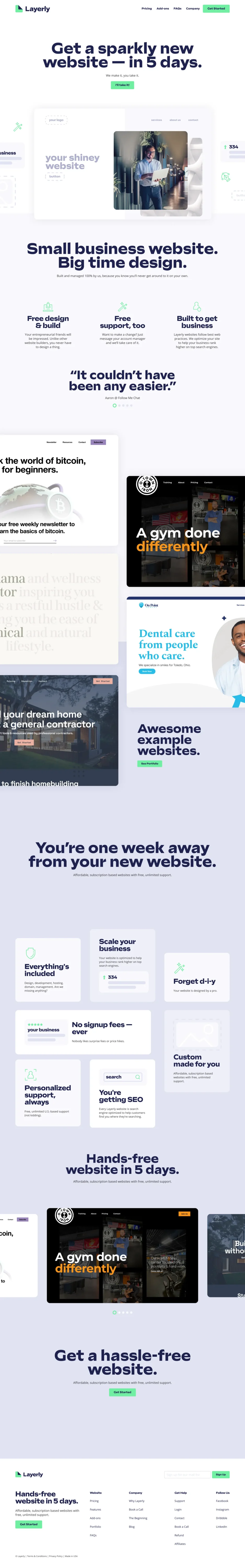 Layerly website homepage