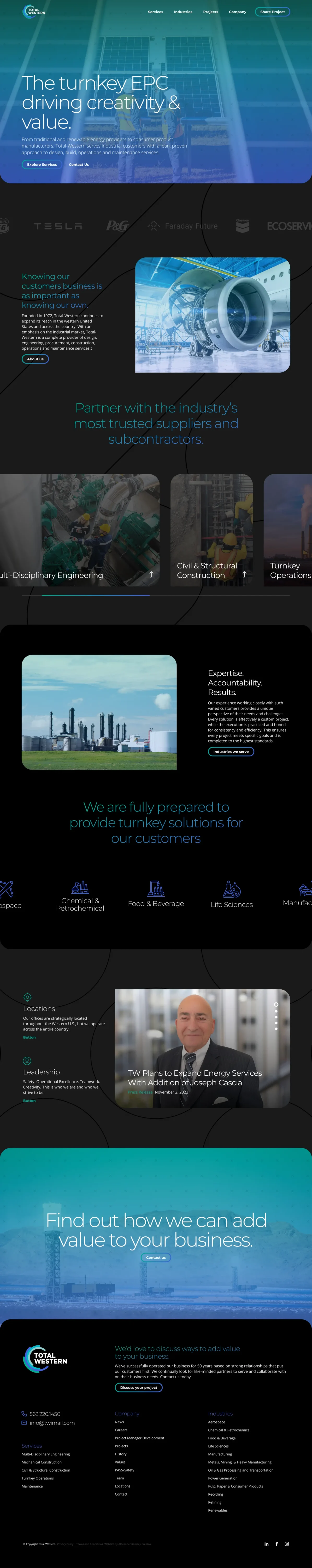 Total western website homepage